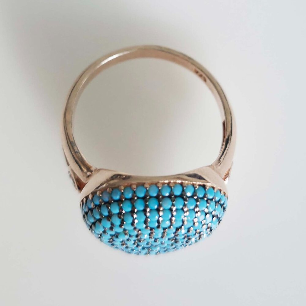Sterling Silver Turquoise Crystal Ring - Picture 7 of 12